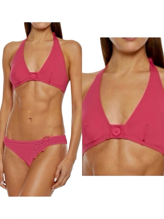Eres Other - NWT ERES “Pop Roller” Button Detailed Halter Bikini Top Fuchsia Pink Full Cup